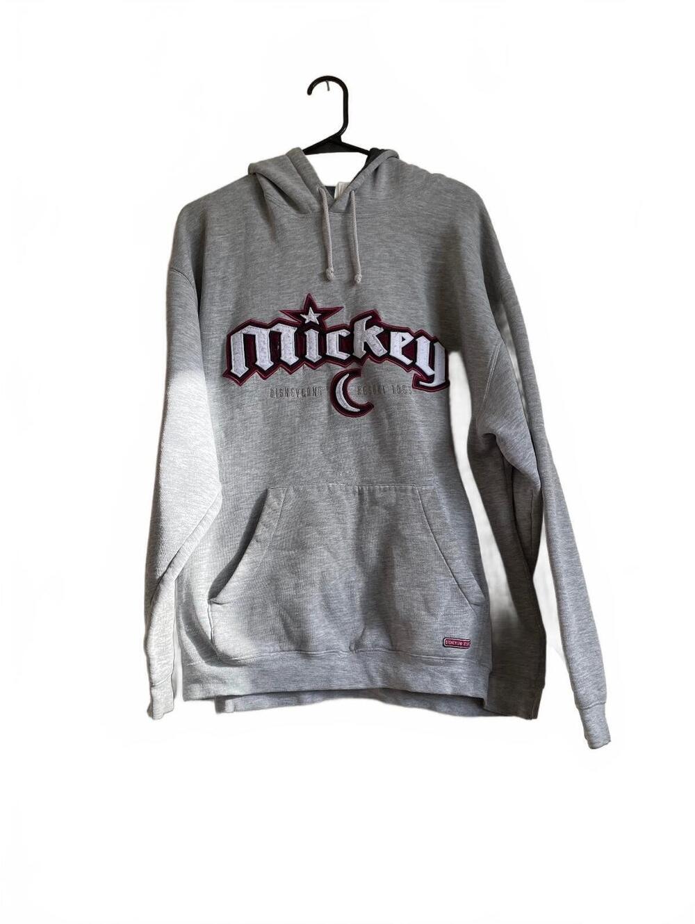 Disneyland Resort y2k Mickey cyber mall grunge Grey Hoodie Sweatshirt Size L